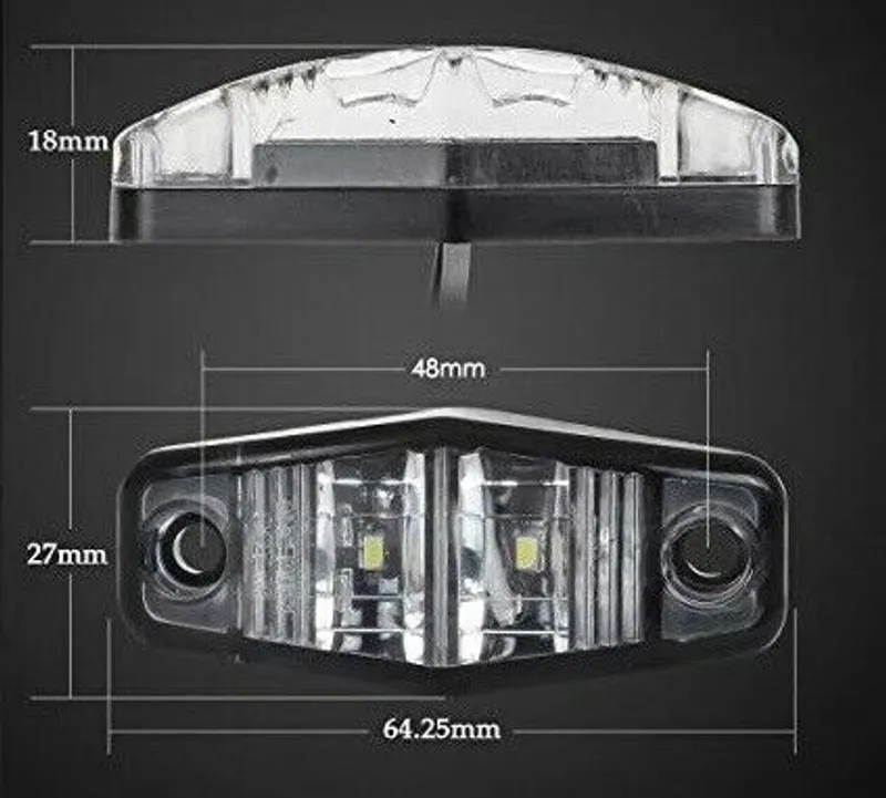 1 брой Бял LED Маркер, габарит, токос, 12 диода - 24V - за камион, ремарке, каравана, платформа - 2