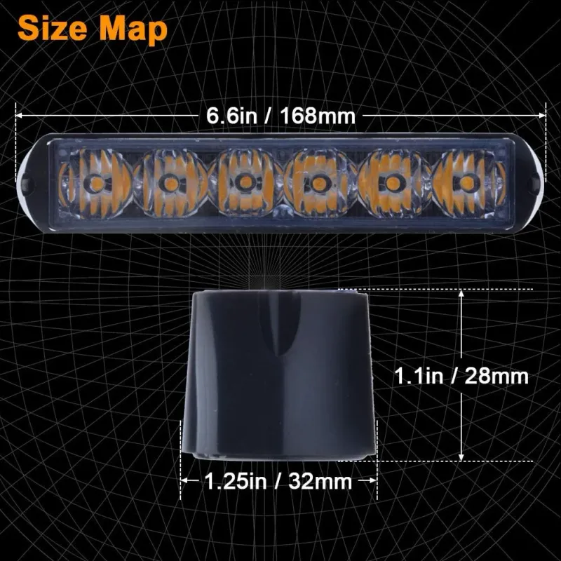 Комплект 2 Броя С Конектор 6 LED Диода 17cm Сигнална Аварийна Блиц Маяк Led Бар Лампа Пътна Помощ Платформа - 5