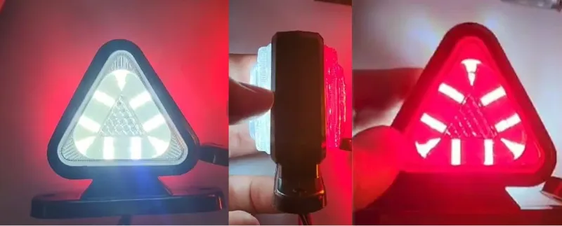 1 брой 18LED ЛЕД мини светодиоднен габарит токос тип рогче 12 - 24V бяло - червено с триъгълна форма Неон Ефект за ремаркета платформи камиони и др. - 2