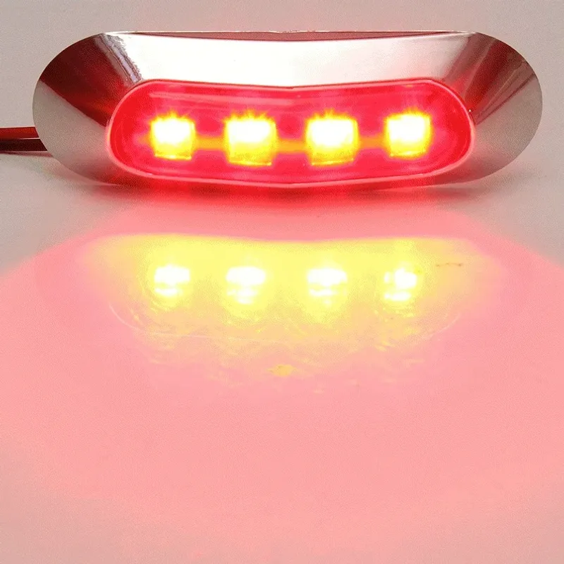 LED Габарит, Маркер, 5 цвята, 4 диода, Хромирана рамка - 12-24V - за автомобил, бус, камион, ремарке и др. - 12