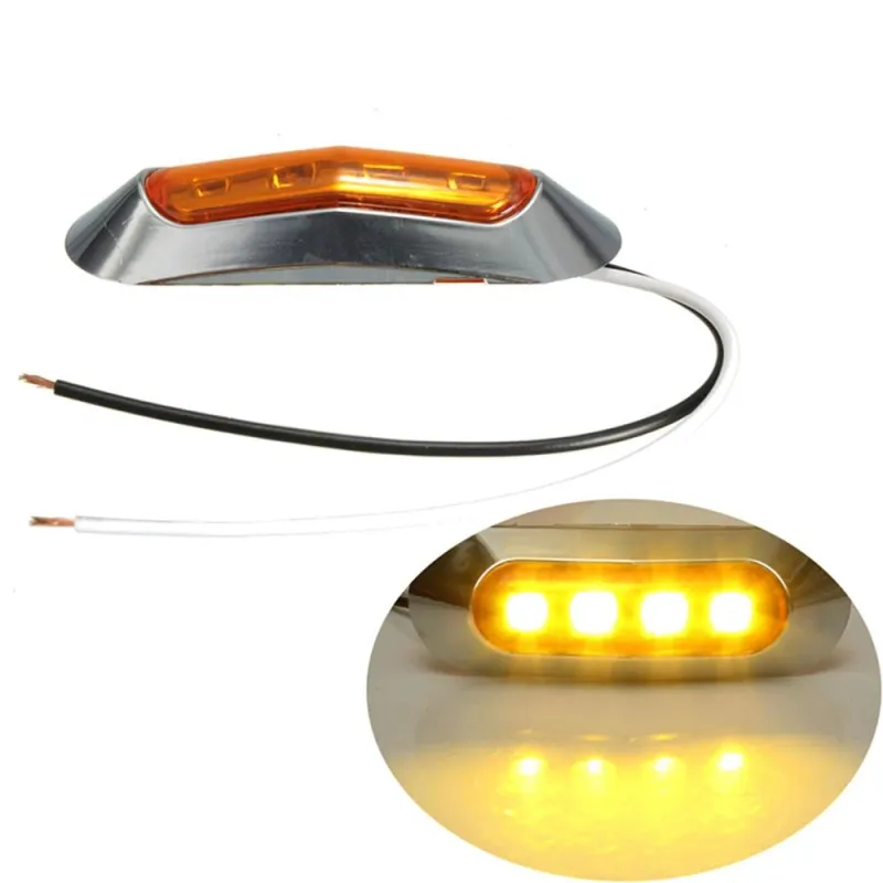 LED Габарит, Маркер, 5 цвята, 4 диода, Хромирана рамка - 12-24V - за автомобил, бус, камион, ремарке и др. - 0