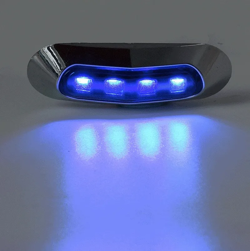 LED Габарит, Маркер, 5 цвята, 4 диода, Хромирана рамка - 12-24V - за автомобил, бус, камион, ремарке и др. - 7