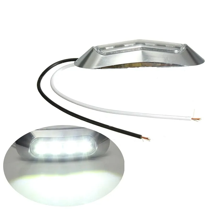 Бял LED Габарит, Маркер, 4 диода, Хромирана рамка - 24V - 0