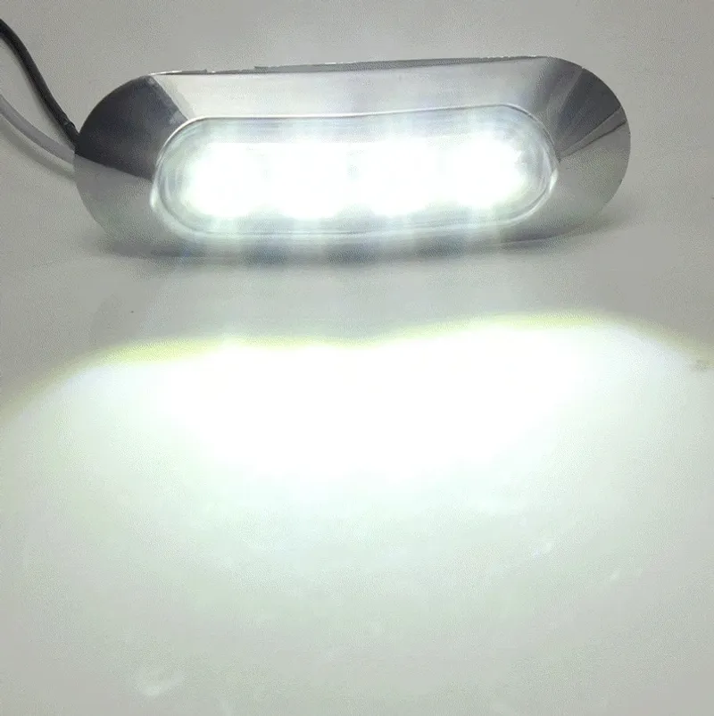 Бял LED Габарит, Маркер, 4 диода, Хромирана рамка - 12V - 1