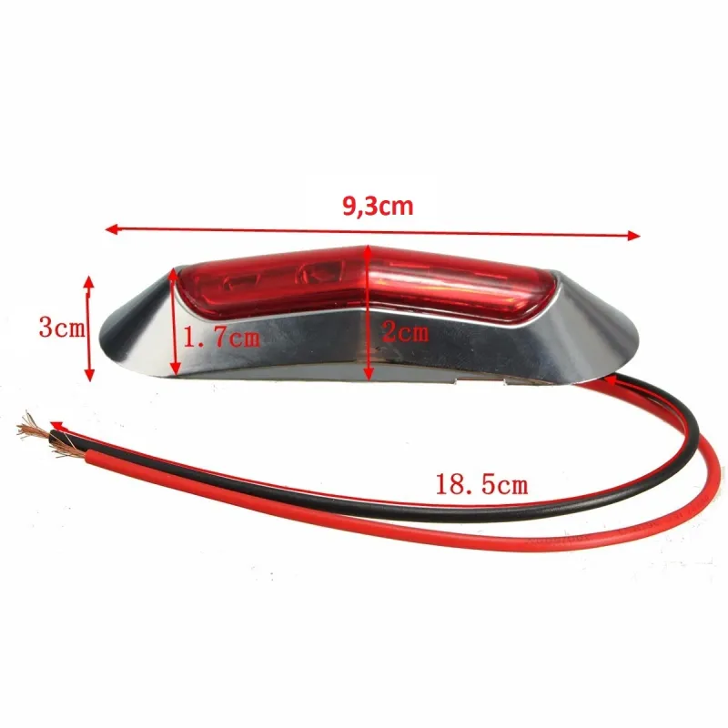 Червен LED Габарит, Маркер, 4 диода, Хромирана рамка - 12V - 1