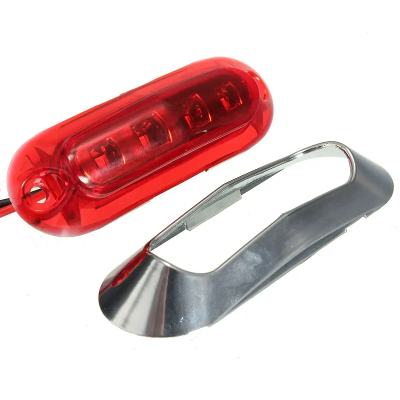 Червен LED Габарит, Маркер, 4 диода, Хромирана рамка - 12V - 3
