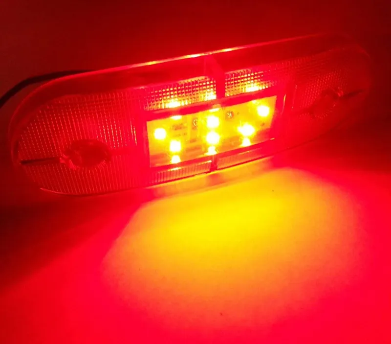 24V ЛЕД LED Червен диоден маркер габарит токос със 9 светодиода за камион ремарке бус ван каравана платформа и др. - 1