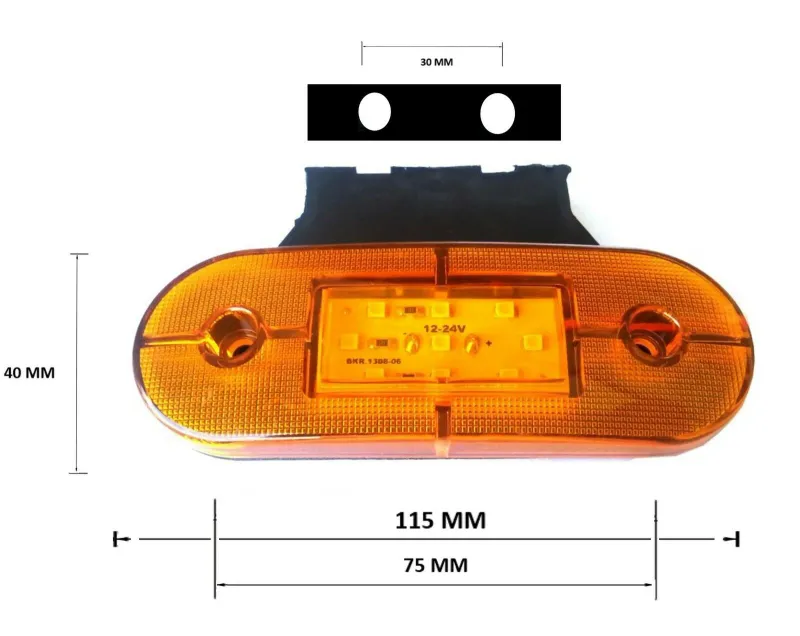 12V ЛЕД LED Оранжев Жълт Диоден Маркер Габарит Токос със 9 светодиода за камион ремарке бус ван каравана платформа - 1