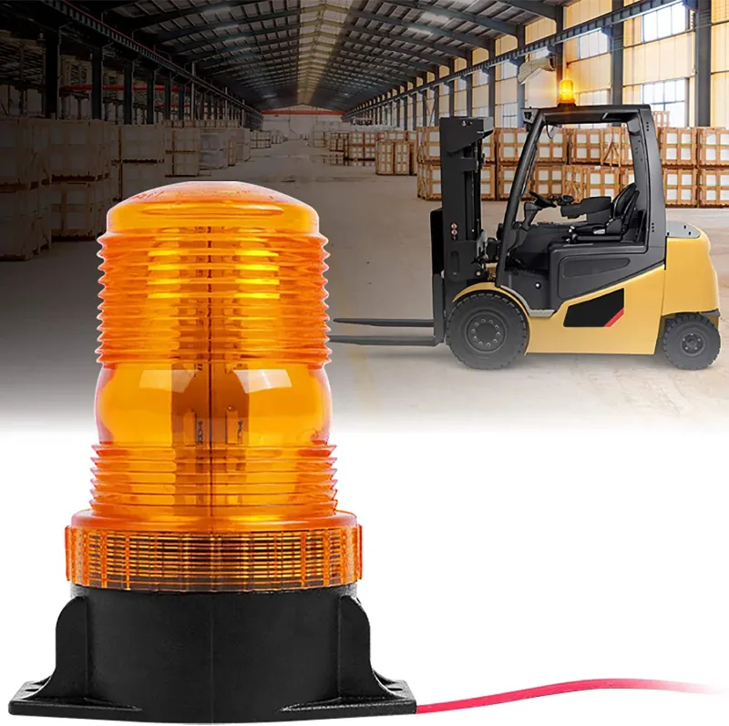 LED Лед Сигнална Аварийна Лампа Маяк Буркан 130mm x 74mm, 12V - 24V, 30 SMD Диода За Трактор, Електрокар, Мотокар, Селскостопански Машини и др. - 1