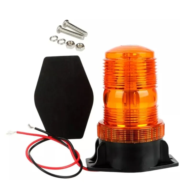 LED Лед Сигнална Аварийна Лампа Маяк Буркан 130mm x 74mm, 12V - 24V, 30 SMD Диода За Трактор, Електрокар, Мотокар, Селскостопански Машини и др. - 11