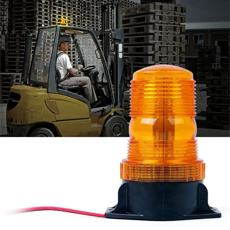 LED Лед Сигнална Аварийна Лампа Маяк Буркан 130mm x 74mm, 12V - 24V, 30 SMD Диода За Трактор, Електрокар, Мотокар, Селскостопански Машини и др. - 4