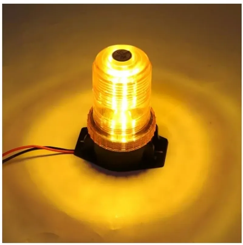 LED Лед Сигнална Аварийна Лампа Маяк Буркан 130mm x 74mm, 12V - 24V, 30 SMD Диода За Трактор, Електрокар, Мотокар, Селскостопански Машини и др. - 9