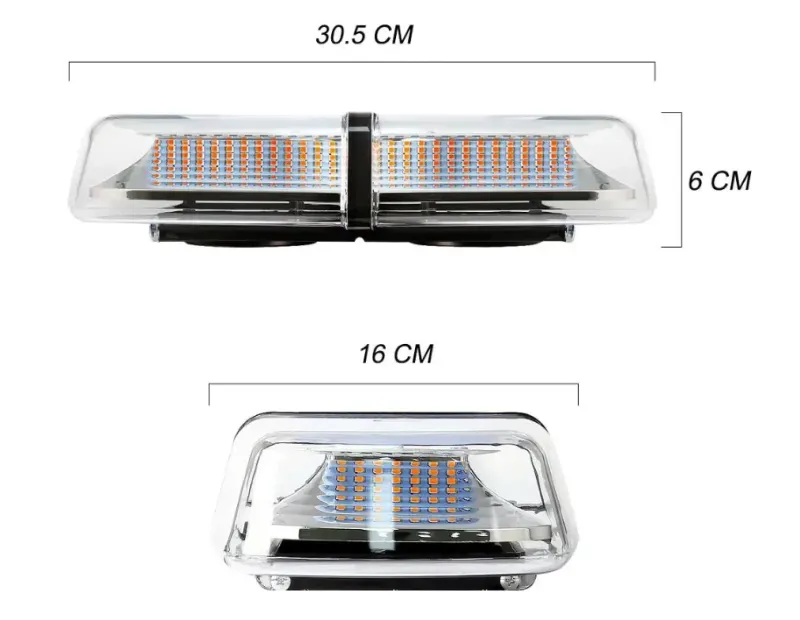 12V 24V Лед Led Аварийна Сигнална Лампа Маяк Буркан 72 Диода с 8 режима бяло стъкло с болтово захващане За Пътна Помощ Платформа Снегорин и др. - 1