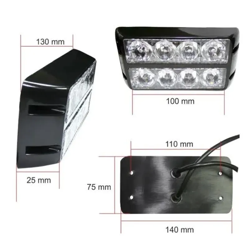 8 LED Аварийна Лампа За Пътна Помощ, Жълта Блиц Светлина, Мигаща! - 5