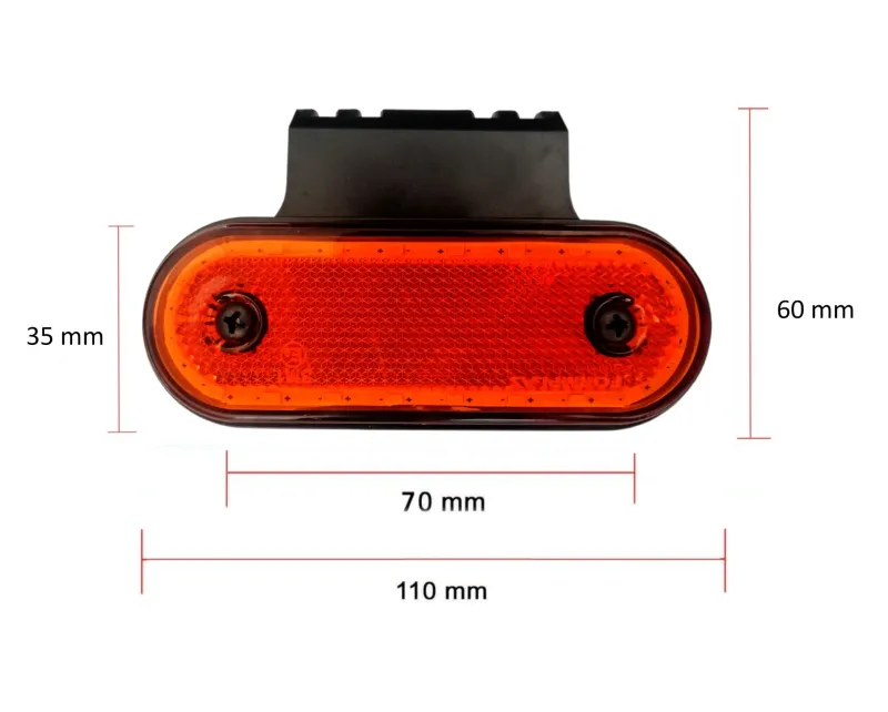 LED Диоден Габарит Маркер Токос Със Стойка Оранжев 20 Диода 12V - 24V За Камион Бус Ван Ремарке Каравана Платформа - 4