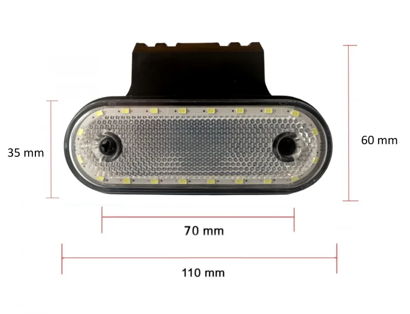 LED Диоден Габарит, Маркер, Токос Със Стойка, Бял, 20 Диода, 12V - 24V За Камион, Бус, Ван, Ремарке, Каравана, Платформа - 5
