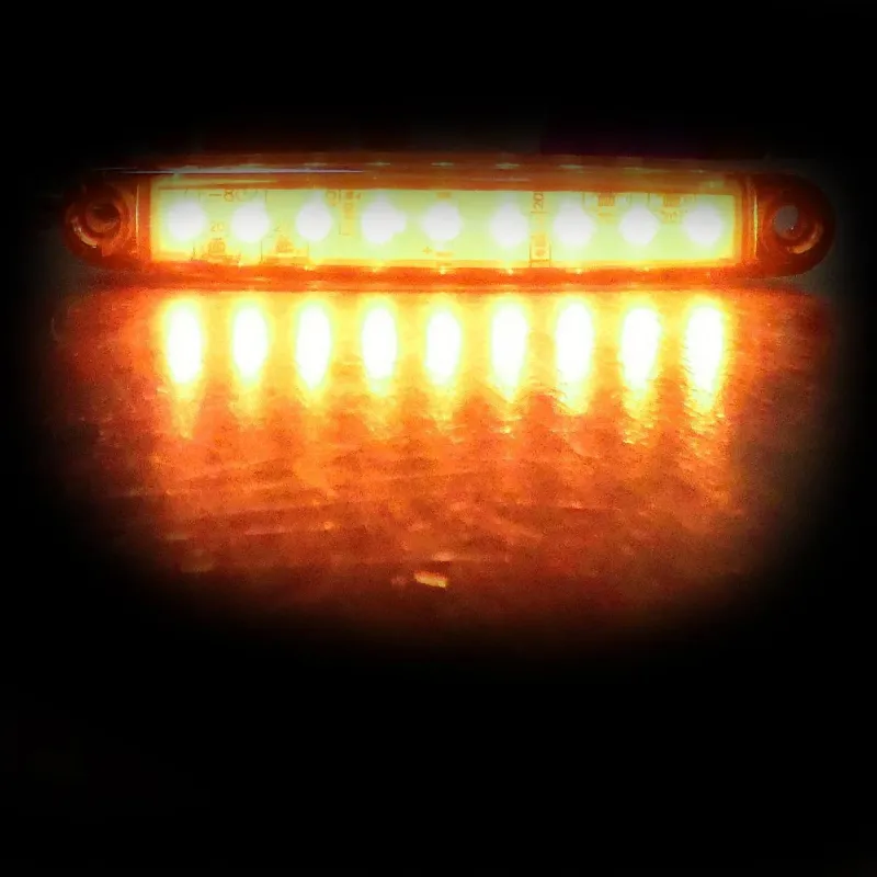 1 брой ЛЕД LED Оранжев Жълт Диоден Маркер Габарит Токос със 9 светодиода за камион ремарке бус ван каравана платформа 12-24V - 3