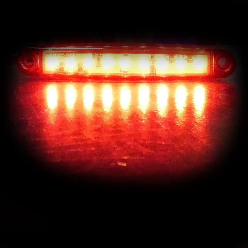 1 брой ЛЕД LED Червен Диоден Маркер Габарит Токос със 9 светодиода за камион ремарке бус ван каравана платформа 24V - 2