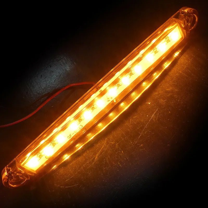 1 брой ЛЕД LED Оранжев Жълт Диоден Маркер Габарит Токос със 12 светодиода за камион ремарке бус ван каравана платформа 24V - MAR871 - 5