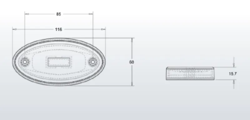 LED Светодиоден Габарит, 116mm x 60mm, Червен, Неон Ефект, Три Функции,12V-24V - 1