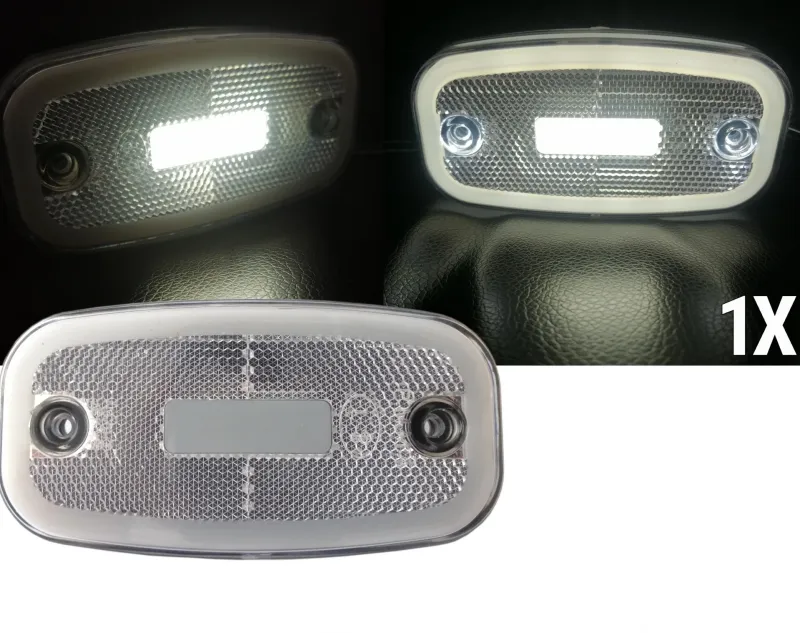 LED Бял Светодиоден Габарит Маткер Токос Неон Ефект, 122mm x 63mm , с Три Функции 12V-24V - 0