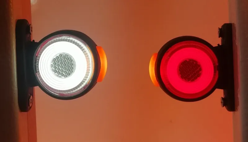1 брой LED ЛЕД светодиоднен габарит, токос, рогче 24V с три светлини бяла,жълта,червена Неон Ефект за ремаркета, платформи, камиони и др. - 13