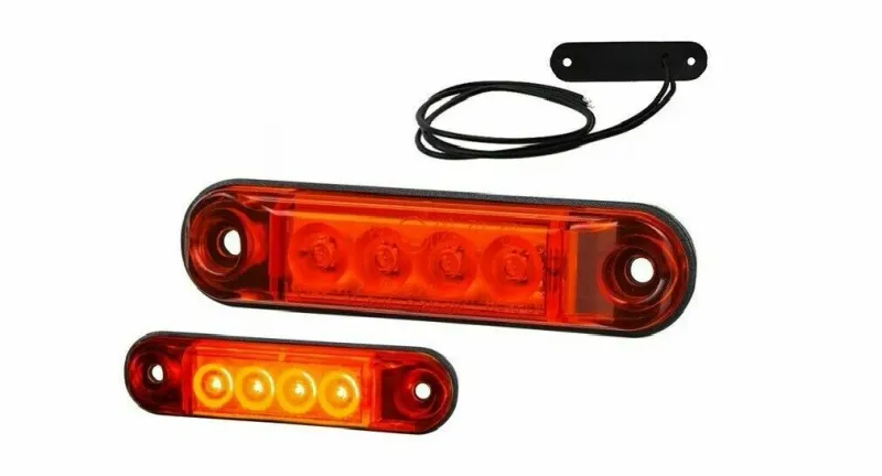 LED Светодиоден Габарит, Маркер, Токос, Червен, Овален, Е-Mark, 4 LED, 12V-24V, 8 см - 5