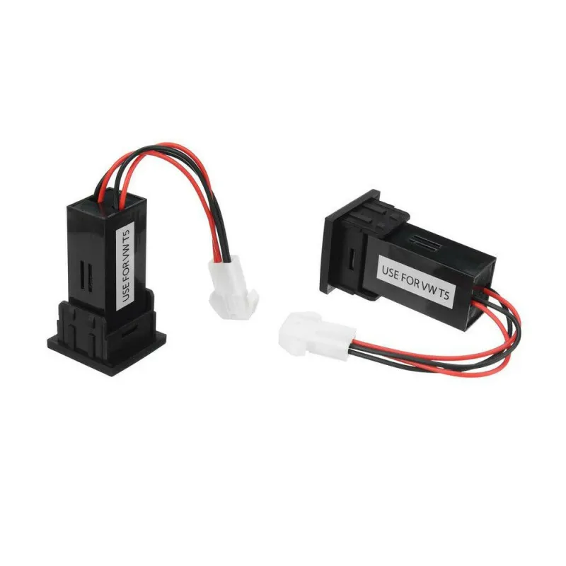 Двойно USB Зарядно за Вграждане за Volkswagen Фолксваген VW Transporter Транспортер Caravelle Каравел Т5 2003 - 2009 - 2