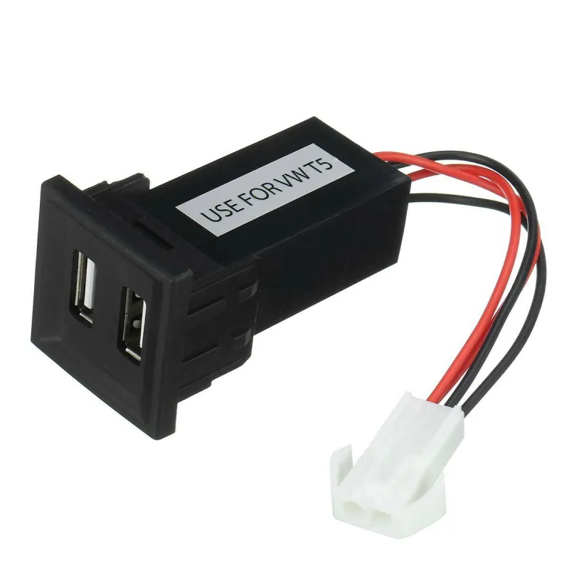 Двойно USB Зарядно за Вграждане за Volkswagen Фолксваген VW Transporter Транспортер Caravelle Каравел Т5 2003 - 2009 - 9