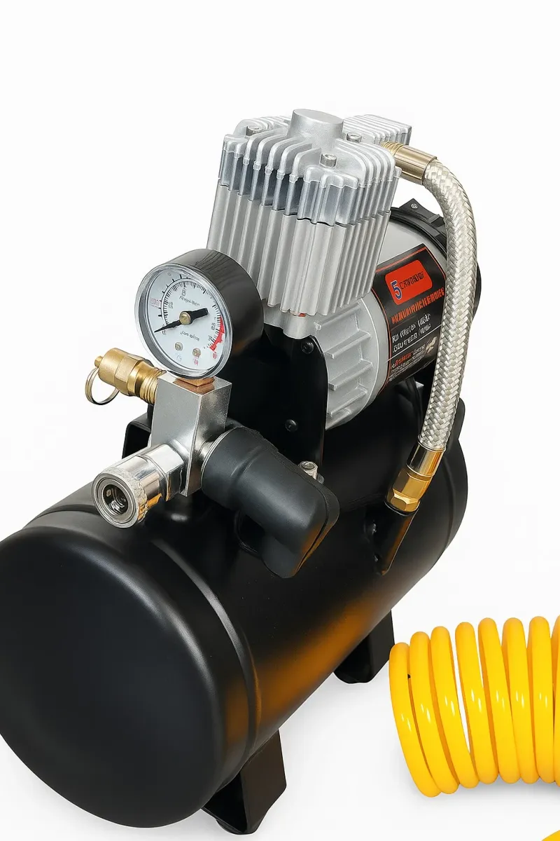Преносим Компресор за помпане на гуми с маркуч – 12V, 15A, 3L, 150PSI, 60L/min - 2