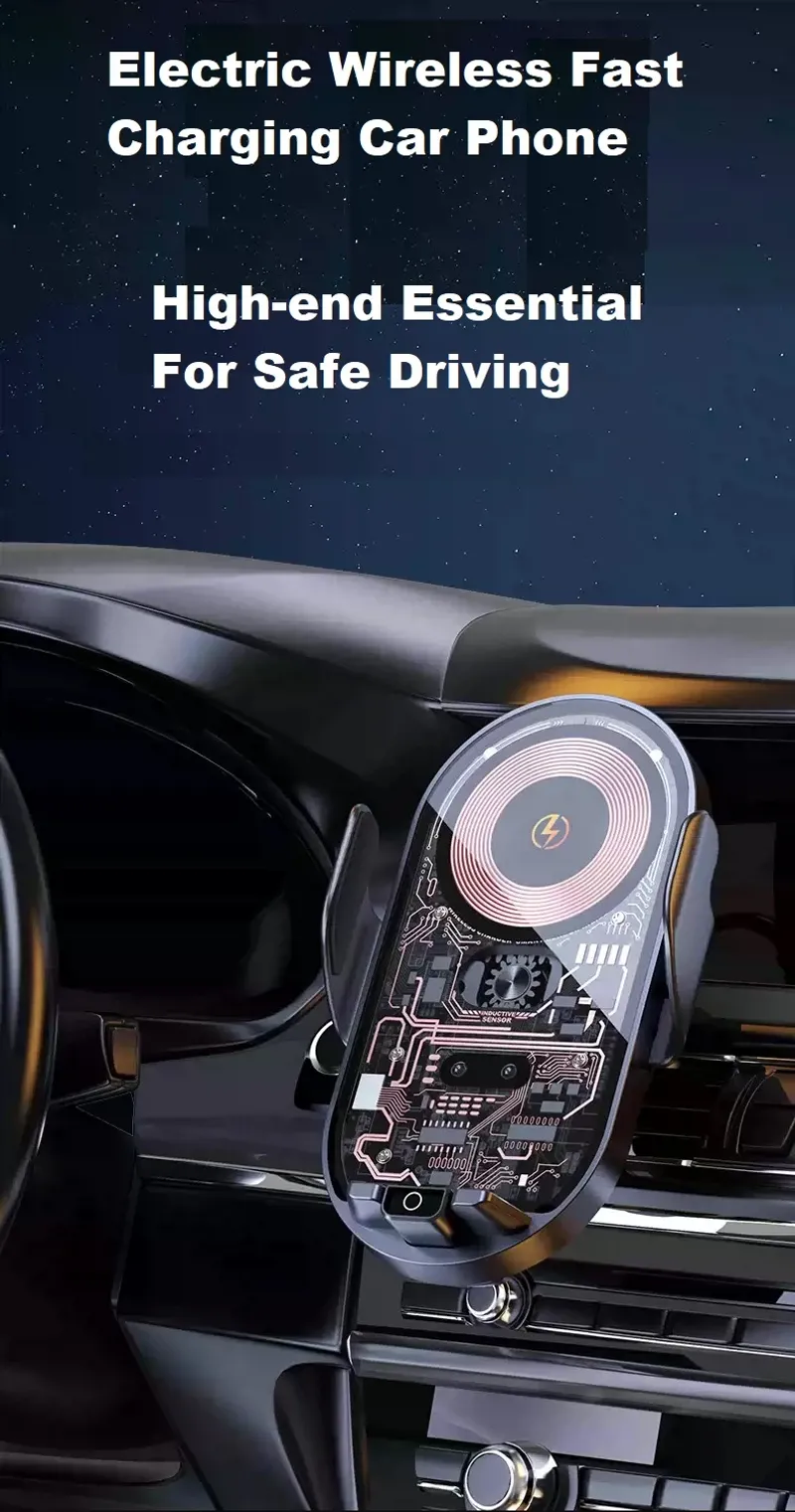 Smart Поставка стойка държач за телефон с безжично зарядно Wireless Charger за автомобил - 7