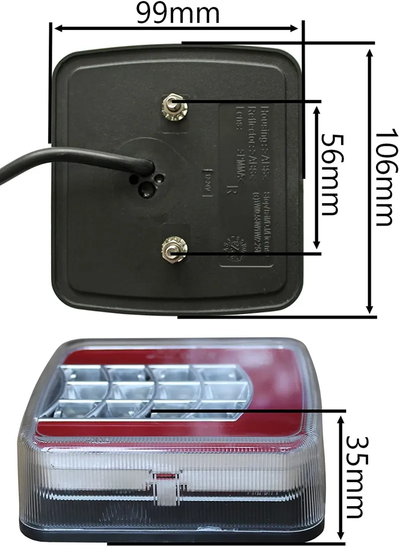 Комплект Стопове Задни Свeтлини С Крушка 12v Подходящи За Бус Камион Ремарке Караванa Платформа Със Сертификат E4 - 1