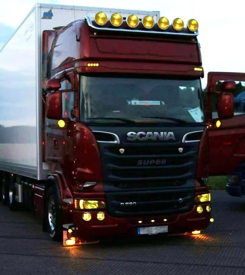 Ляв + Десен ЛЕД LED Диоден фар халоген За Scania P G R T след 2004 жълта светлина - 2