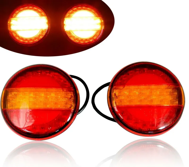 Комплект 2 Броя LED Лед Диоден Стоп Тип Хамбургер Бягащ Диниамичен Мигач, Ефект Неон Ø14cm, 12V-24V, За Камион, Ремарке, Бус , Каравана, Кемпер - 1