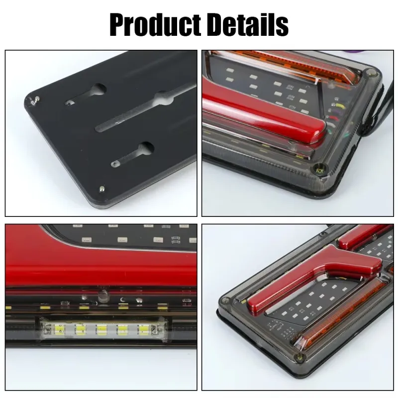 Комплект Ляв + Десен Диодни LED Лед Стопове 12V-24V с Динамичен Мигач Неон Neon Ефект 32x13cm За Бус Камион Тир Ремарке Караванa - 1