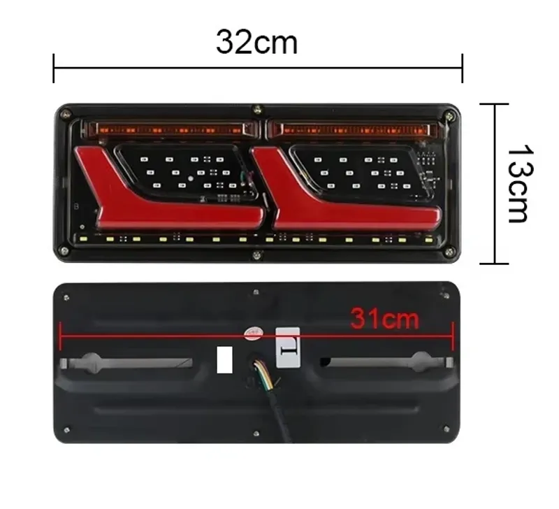 Комплект Ляв + Десен Диодни LED Лед Стопове 12V-24V с Динамичен Мигач Неон Neon Ефект 32x13cm За Бус Камион Тир Ремарке Караванa - 2