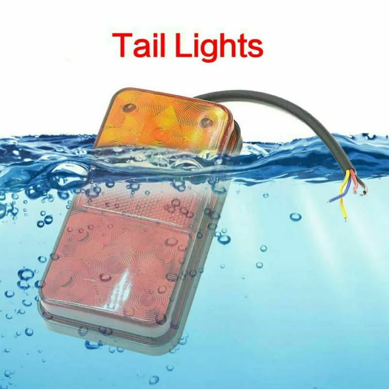 Комплект от 2 броя LED Лед Диодни Стопове Стоп Задна Светлина Slim 12V За Камион Ремарке Бус Ван Каравана и др. 15 cm x 8 cm - 2