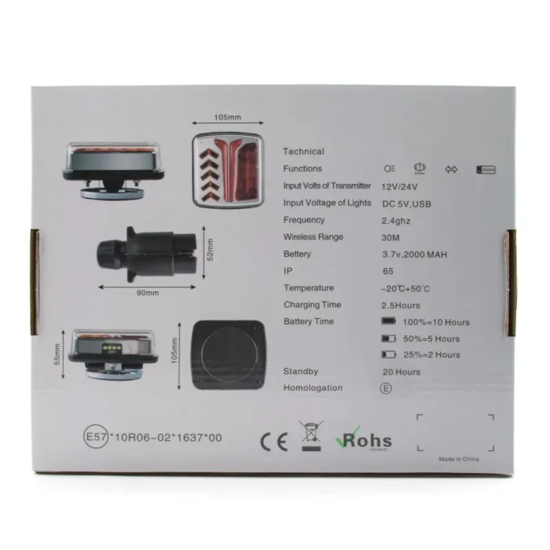 Безжични Wireless Led Лед стопове стоп светлина с магнит 12V - 24V за ремарке каравана кемпер колесар - 1