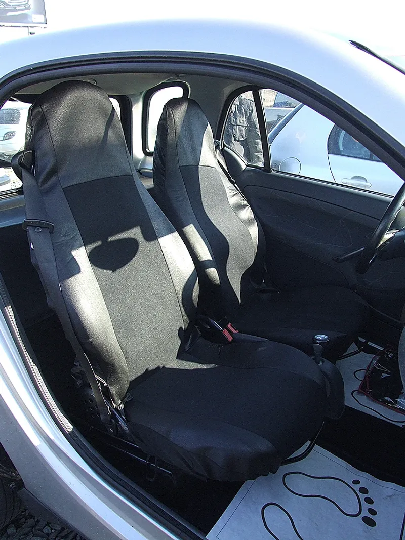 1+1 Калъфи за предни седалки, тапицерия за автомобил Smart Fortwo Смарт Форту, текстил черно - 1