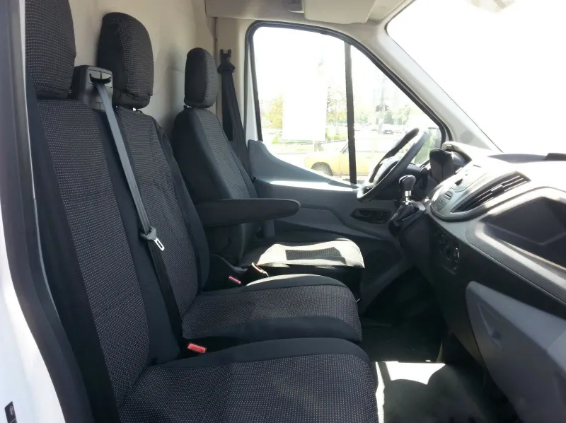 2+1 комплект калъфи / тапицерия - специално ушити за Ford Transit 2013+ - пасват перфектно - с отвор за барчето на седалка - LUXE черно/черно - 0