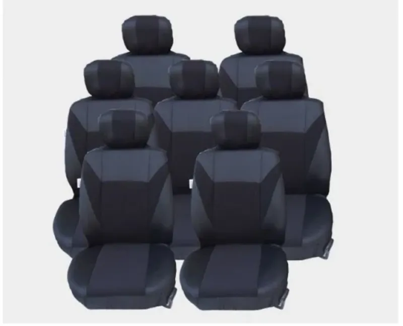 Калъфи тапицерия за VW Touran, Sharan, Ford Galaxy, Citroen C8, Peugeot 307SW, Citroen C4 Grand Picasso, Peugeot 806, 807, Черен - 0