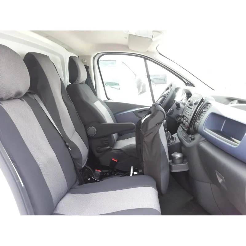 Премиум / лукс калъфи тапицерия за предни седалки за Opel Vivaro 2014+ / Renault Traffic, сиви - 1